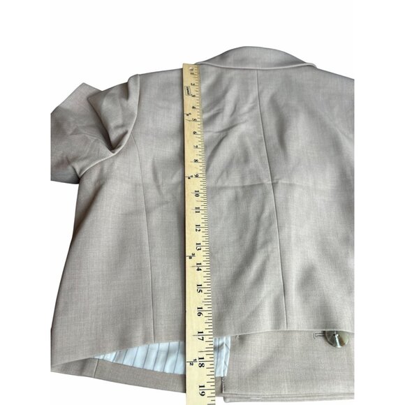 Anthropologie Maeve Beige Double-Breasted Cropped Blazer Short Sleeve Size US 14 - Picture 15 of 16